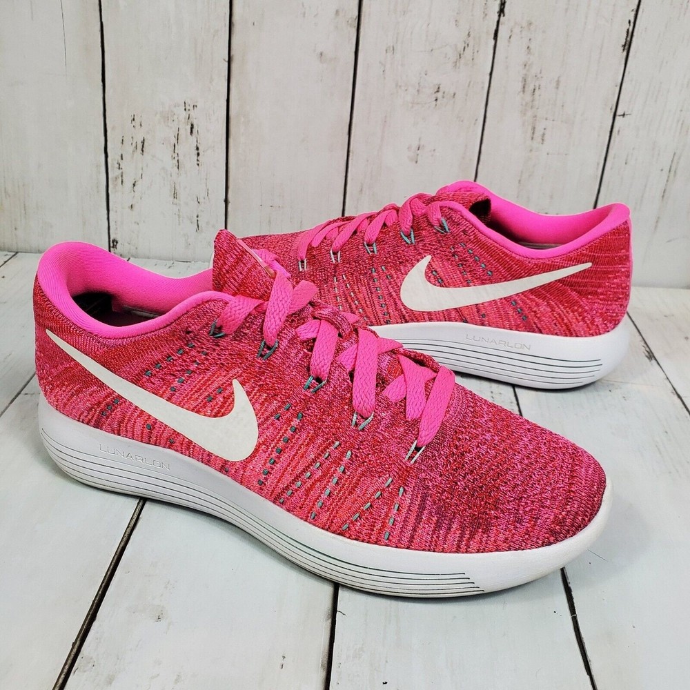 Nike Lunarepic Low Flyknit Running Shoes Womens Size 7 Pink Sneakers Athletic